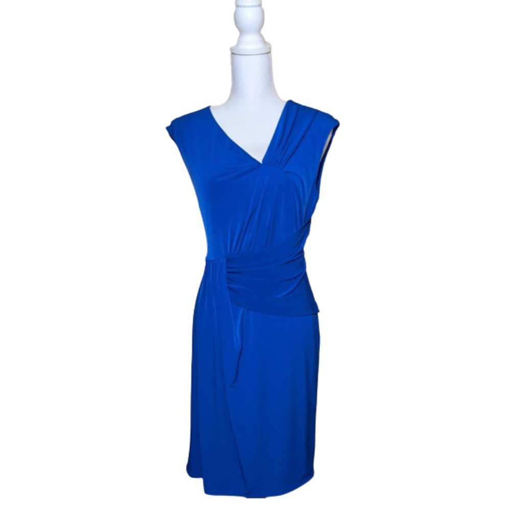 LAUNDRY by SHELLI SEGAL Curve-Hugging Royal Blue Drape Dress